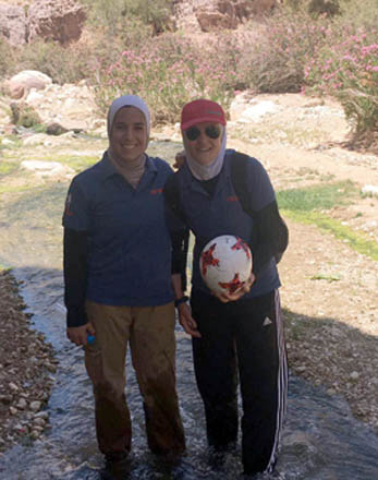 Yasmeen  Shabsough and Haneen Khateeb pose for a photo (Photo courtesy of Yasmeen Shabsough)